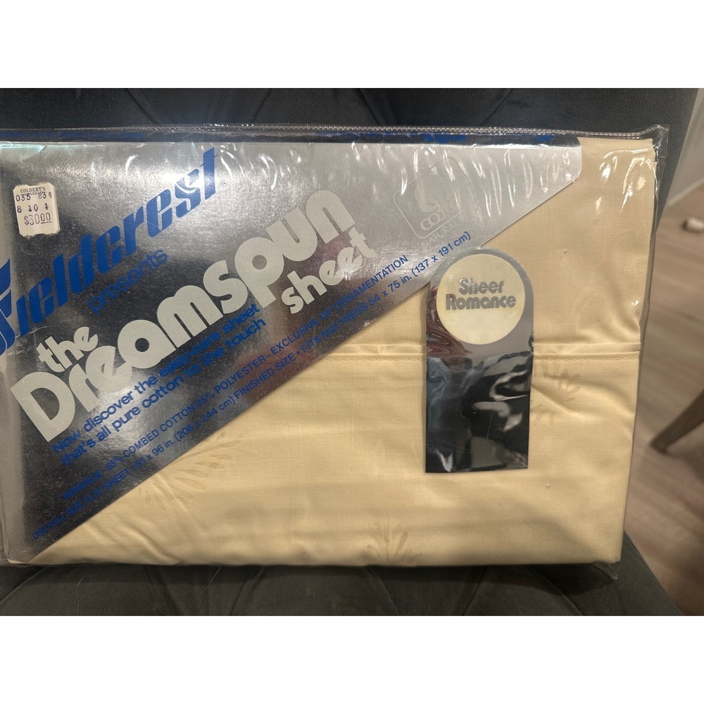 Vintage Fieldcrest Dreamspun Sheet Full Size Flat Sheer Romance Bedding NOS